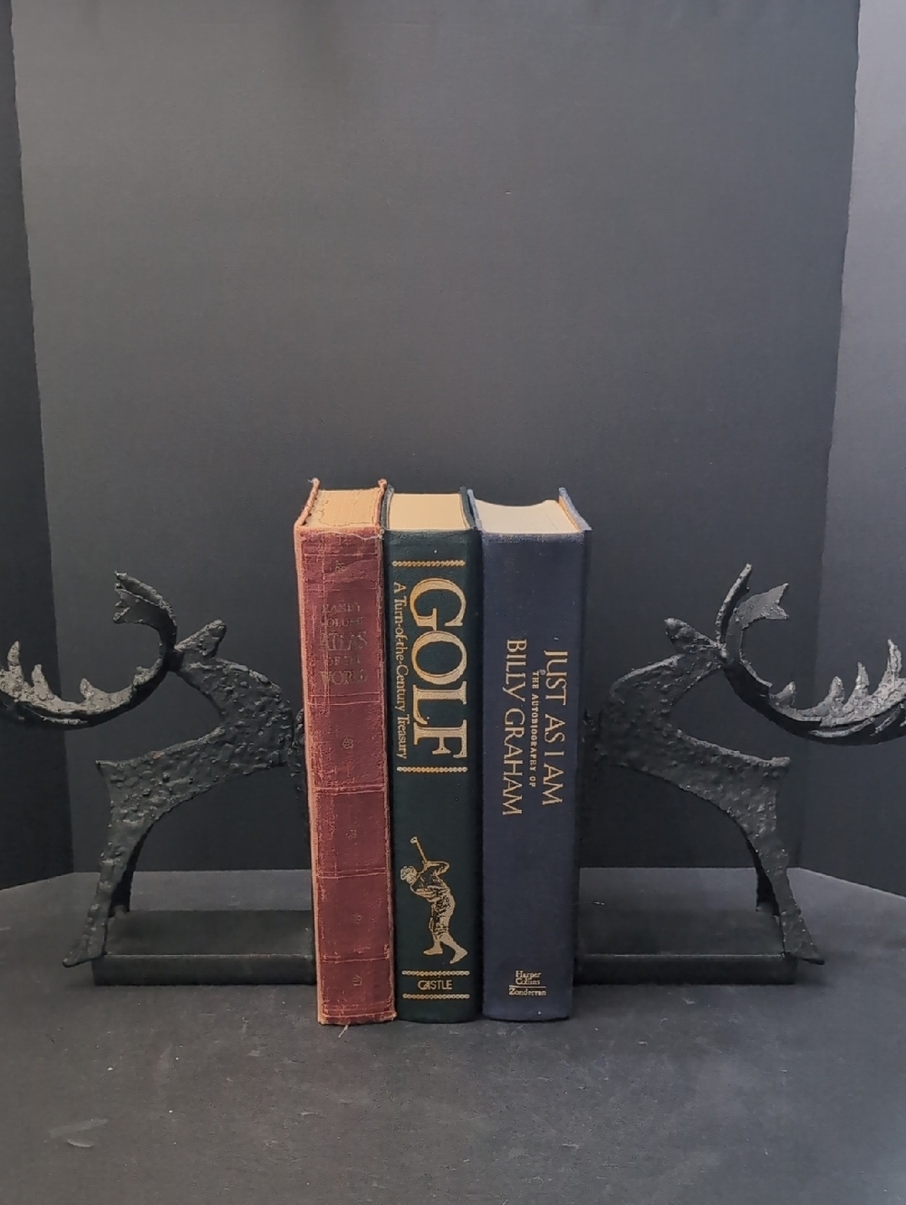 Rare VGT,Svitorka Set Of 2 Black Brutalist Cast Iron Reindeer Book Ends.
